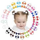 40PCS 2 Inches Baby Girls Hair Bows Ties Mini Boutique Elastic Hair Rubber Ribbon Hair Band Accessories for Kids Toddlers Infants (40 PCS), Multi-colored