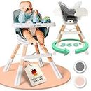 Little Cookies Hochstuhl Baby [TÜV geprüft] Baby Stuhl ab 6 Monate - Sicherer Baby Hochstuhl mit 360° Drehmechanismus - Babystuhl Babyhochstuhl Kinderhochstuhl Hochstuhl mit Neugeborenenaufsatz - Grau