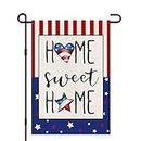 4th of July Garden Flag Home Sweet Home 12x18 Inch Double Sided Burlap, Star and Strip Patriotic American Flag Independence Day Memorial Day Yard Outdoor Decor DF305