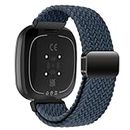 KEYSJEFF Nylon Watch Strap Compatible with Fitbit Versa 3/Versa 4/Fitbit Sense/Sense 2 Braided Elastics Sport Watch Band Adjustable Magnetic Buckle Straps Women Men (Not Include Watch) (#8)