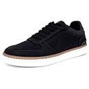 Nautica Men's Walking Shoes, Comfortable Vegan Suede Sneakers for Casual Fashion, Featuring Lace-Up Low-Top Loafer Design, Black-savar, 12