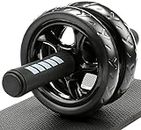 H&S Ab Abdominal Exercise Roller With Extra Thick Knee Pad Mat - Body Fitness Strength Training Machine AB Wheel Gym Tool