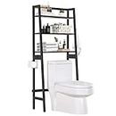MallKing Toilet Storage Rack, 3 -Tier Over-The-Toilet Storage Shelf,Bathroom Spacesaver - 100% Wood and Easy to Assemble(Black)