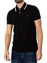 A｜X ARMANI EXCHANGE Mens Short Sleeve Jersey Knit Polo Shirt, Black, Large US