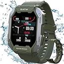 Smart Watch for Men Women, 5ATM Waterproof Fitness Activity Tracker with Blood Pressure/ Blood Oxygen/Heart Rate/Sleep Monitor, 1.72" Tactical Military Sports Smartwatch for iPhone Android (Green)