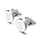 Yellow Chimes Exclusive Collection Alphabet Letters Stainless Steel Statement Cufflinks for Men (Silver S Cufflinks)