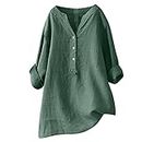 Peasant Blouse for Women Dressy Casual Fall Long Sleeve Tops Cotton Linen Ladies Blouses Renaissance Plus Size Tee Shirts Ofertas Del Dia De Hoy Relampago Fall Sweaters for Women 2023 Trendy Green