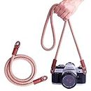 PIBIETTN 100cm Camera Strap Compatible with Sony Nikon Canon Fujilm Handmade Soft Rope Camera Shoulder Neck Strap SLR, DSLR, Mirrorless Cameras (Coffee)