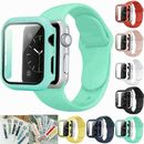 Silicone iWatch Band Strap + Case For Apple Watch 3 4 5 6 7 8 9 SE 38 41 44 45mm