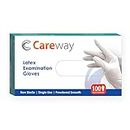 Careway Latex Disposable Medical Examination Hand Gloves (Large, Pack of 100, White)