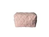 Cotton Quilted Toiletry Bag With Zipper - Terry Towel Cloth - Medium Sized 10x5x6 Inches, Pink, Medium 10x6x5, Terry Towel Cloth Cotton Quilted Toiletry Bag