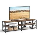 VASAGLE TV Stand for TV up to 75 Inches, TV Bench, Entertainment Center, 3-Tier TV Console, Rustic Brown and Black ULTV096B01