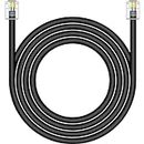 NECABLES CAT5 / CAT5e RJ11 Data Cable DSL Cable 25ft High-Speed DSL Modem Cable Twisted Wire UTP RJ11 6P4C Male to Male Black - 25 Feet
