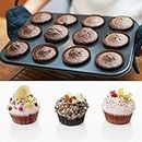 Perfect Pricee 12 Cavity Carbon Steel Muffin Baking Pan Non-Stick Mold Dishwasher Tools Safe Baking Tray For Biscuit Muffins Pack Of 1, Black