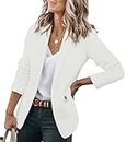 Cicy Bell Womens Casual Blazers Open Front Long Sleeve Work Office Jackets Blazer(White,Medium)