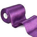 TONIFUL 4 Inch x 22 Yards Wide Purple Satin Ribbon Solid Fabric Large Ribbon for Cutting Ceremony Kit Grand Opening Chair Sash Table Hair Car Bows Sewing Craft Gift Wrapping Wedding Party Decoration