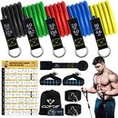 COFOF Resistance Bands with Handle for Men/Women, Exercise Bands Multicolor