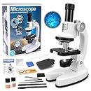 deAO Kids Microscope, Portable Microscope Kit with LED Light and Mobile Phone Holder, Kids Beginner Microscope Educational Science kit Toy for Kids Gift