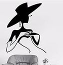 Window Decal Model Hat Beauty Salon Woman Face Clothing Boutique Dress Shop Wall Sticker Vinyl Dressing Room42x53cm