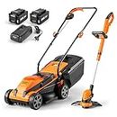 LawnMaster 20VMWGT 24V Max 13-inch Lawn Mower and Grass Trimmer 10-inch Combo with 2x4.0Ah Batteries and Charger