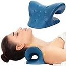 Neck Stretcher for Neck Pain Relief, Neck and Shoulder Relaxer Cervical Neck Traction Device Pillow for TMJ Pain Relief and Muscle Relax, Cervical Spine Alignment Chiropractic Pillow (Dark Blue)