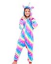 Soft Unicorn Onesie Costume for Girls Unicorn Gifts (Rainbow, 9-10 Years)