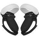 Touch Controller Grip Cover for Oculus Quest 2, Anti-Throw Protective Handle Sleeve Oculus Quest 2 Accessories with Adjustable Wrist Knuckle Strap for Meta Quest 2 Headset (Black)