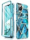 i-Blason Cover per Samsung Galaxy A12 (2020) Protezione a 360 Gradi, Cover Design Elegante con Protezione per lo Schermo Integrata (Azzurro) Blue