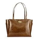 Horse and Hash Croco Pattern Tote Bags For Womens and Girls Shoulder Bag Extra Spacious (Tan)