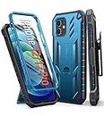 FNTCASE for iPhone 12 Phone Case: for iPhone 12 Pro Case Military Grade Drop Proof Rugged Protective Cover with Belt-Clip Holster & Kickstand | Matte Textured Shockproof TPU Cases 6.1 inch - Blue