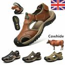 Men's Summer Sandals Outdoor Walking Hiking Close Toe Beach Leather Shoes Size