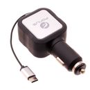 For Galaxy Tab S7/S8/S9 Retractable Car Charger 4.8Amp Type-C 2-Port USB Fast