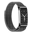 Wongeto Compatible with Fitbit Charge 2 Strap, Adjustable Stainless Steel Metal Mesh Replacement Wristband Straps with Unique Magnet Lock for Fitbit Charge 2 Men Women (Black)