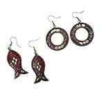 BEST DEAL CARE Fashionable Stylish Multi Color Light Weight Oxidised Drop Fish And Round Earrings For Women & Girls