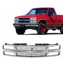 Perfit Liner Front Grille Grill Chrome Shell and Black Insert Compatible With 1994-1998 CHEVROLET C/K 1500 2500 3500 Suburban Tahoe SUV With Composite Headlamp Type GM1200238 15981106