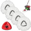 4 Pack Spin Mop Replacement Head with 1 Rotating Mop Base, EasyWring Mop Refills Compatible with Vileda Mop Replace Head, 100% Microfiber Mop Refill, Deep Cleaning Machine Washable and Easy to Replace
