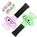 Wrist Bands for Just Dance 2024 2023 2022 and for Zumba Burn It Up - Upgraded Adjustable Elastic Straps for Nintendo Switch & Switch OLED Dance Games, 2 Pack for Adults and Kids (Light Purple&Green)