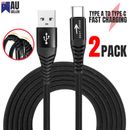 2x USB To Type C Cable Fast Charger USB C Cable Quick Charging Data Cable A to C