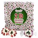 Peppermint Christmas Nougats Bulk Pack 2lb - Delicious Holiday Christmas Candy Individually Wrapped Peppermint Flavor Sweets for a Festive and Indulging Treat - Jelly Xmas Candy Nougat
