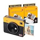 KODAK Mini Shot 3 Retro 4PASS 2-in-1 Instant Camera and Photo Printer (3x3 inches) + 68 Sheets Bundle, Yellow