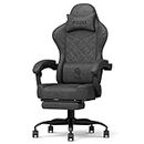 PZDO Gaming Chairs for Adults, Computer Chair Ergonomic Gaming Chair with Footrest, Chaise Gamer Reclining Pc Chair Gaming Chair with Headrest & Lumbar Support, Teens Kids (Black)