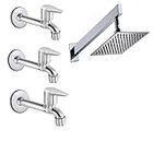Senkiddpro 4X4 Slim Shower with Stainless Steel 3 Long Body Tap for Bathroom(Chrome Finish) Trendy Design water Saving Aerator Suitable for Washbasin Bathroom &Kitchen Mixer Faucet