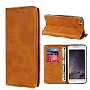 Cavor for iPhone 6 Plus Case,iPhone 6s Plus Case,Cowhide Pattern Leather Magnetic Wallet Case Cover with Card Slots(5.5")-Light Brown