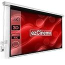ezCinema Motorized Projector Screen 120 inch Diagonal Size 8 Ft.(Width) x 6 Ft.(Height), Supports 1080 P Full HDTV, 3D and 4K Viewing
