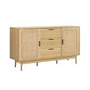 Artiss Buffet Sideboard Rattan with 3 Drawers Doors and Adjustable Inner Shelves Pantry Cupboard Corner Cabinet, Kitchen Storage Table Display Organizer Dining Furniture Living Room Home