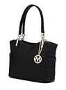 Mia K Collection Shoulder Handbag for Women: Vegan Leather Satchel-Tote Bag, Top-Handle Purse, Ladies Pocketbook Black