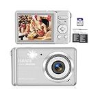 Digital Camera,30MP 18X Digital Zoom Vlogging Camera for YouTube with 32G Memory Card,Digital Cameras for Photography with 2 Batteries,Rechargeable Cameras for Kids/Adult/Elderly/Beginners Silver