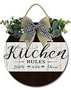 Geroclonup Kitchen Rules Just Eat It Decor Farmhouse Kitchen Wall Decor Wood Round Rustic Kitchen Front Door Kitchen Kitchen Sign for Home Decor Dining Decration