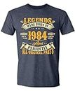40th Birthday Shirt for Men, Legends were Born in 1983, Vintage 40 Years Old T-Shirt, Heather Navy, Large