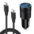 USB C Fast Car Charger for Samsung Galaxy S24 S23 Ultra S22 S21 S20 Plus A15 A52 A55 A54 F23 F52 Note 20,30W 2 Port Car Charger Adapter + USB C to C Charger Cable for Google Pixel 8a 8 7 6 5 5XL 4 4XL